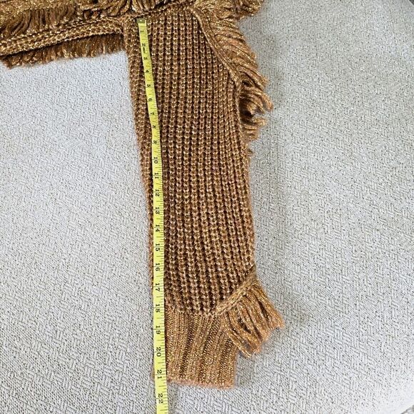 Express Metallic Bronze Brown Gold Fringe Mock Neck Sweater - Size Small - Picture 8 of 12